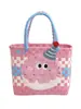 Bolsa de Cesta de Verduras de Dibujos Animados Linda, Bolsa de Compras Tejida Colorida de Gran Capacidad, Bolsa de Plástico Versátil para Llevar en la Mano para Mujeres que Van al Trabajo
