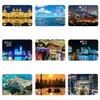 Imán de nevera de vidrio con paisaje de la ciudad de Fuzhou, Isla de Pingtan, Puerto de Lianjiang, foto de paisaje nocturno de puente, decoración de recuerdo