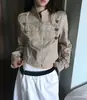 Nueva colección de otoño e invierno para mujer de Dongdaemun, Corea: cuello mao retro, cierre de botón y cremallera, chaqueta corta, top casual y versátil para mujer