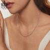 Evelle Simple Collar Fino de Meteorito de Combinación Universal Plata de Ley s925 Chapado en Platino Cadena de Clavícula de Combinación Universal Joyería para Mujer