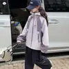 Cortavientos con capucha para niña, nueva colección otoño 2026, chaqueta de trabajo con bloques de color para niños mayores, ropa exterior cortavientos para niños