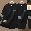 Sudadera con forro polar para hombre, nuevo modelo otoño e invierno 2025, cuello redondo, corte holgado, sin capucha, chaqueta de manga larga para hombre, moderna