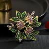Broche de flor de rosa elegante de esmalte hecho a mano de alta gama para mujer, estilo coreano, elegante ramillete de circonita, alfiler para chaqueta de traje