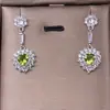 Brincos de Topázio Olivina Granate Cristal Amarelo Prata s925 Incrustados com Diamante Joia de Orelha Leve de Luxo Coração Pesado
