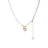 Corazón Palpitante~Collar Sencillo de Borla con Corazón de Perla de Agua Dulce para Mujer, Lujo Ligero, Único, Cadena de Clavícula de Gama Alta