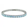 Pulsera de circonita de lujo ligero transfronteriza europea y americana para mujer, popular, versátil y única, pulsera de tenis de fila única colorida de alta gama