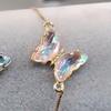 Joias Transfronteiriças Europeias e Americanas Pulseira Borboleta Zircônia Cor Multicolorida Simples Moda Luxo Leve Pulseira Elegante para Mulheres