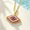 Colar Pingente Geométrico de Cobre com Microincrustação de Zircônia Estilo Europeu e Americano para Mulheres Moda Versátil Corrente para Clavícula Olho de Hórus Joias