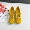 Zapatos Mary Jane con Tacón de 5 cm, Punta Redonda y Moño para Mujer, Estilo Nuevo Verano 2025, Encaje Francés, Zapatos de Ballet de Una Correa