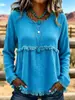 Blusa longa de manga comprida, estilo boho europeu e americano, com franjas, textura e amassada, gola redonda, corte solto e ombros caídos.