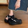 Sandalias de Diapositiva de Moda con Suela Gruesa para Aumentar la Altura 2025 Nuevo Verano Pedrería de Alta Gama para Exterior Elegantes Versátiles Antideslizantes Cómodas