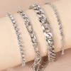 Pulsera Hip-Hop de Cadena Cubana de Metal Transfronteriza Europea y Americana Ins Diseño de Nicho Elegante Estilo Frío Juego de Joyería de Mano