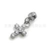 F136 Titanium Ear Nail Pingente de Cruz Cilíndrica com Zircão 5A G23 Liga de Titânio Corpo Humano Punção Jóias Orelha Osso Prego
