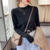 Camiseta Interior de Cuello Medio Alto para Mujer, Manga Larga, Primavera Otoño, Ropa Interior, Suéter Versátil, Delgado, Blanco, Holgado, Elegante, Top de Punto