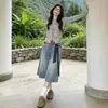 Shorts jeans de cintura alta e perna larga, preto e cinza, para mulheres, novo estilo de verão, soltos e modeladores, calças cropped para baixinhas com bom caimento