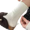 Meias de Primavera e Outono Meias de Cano Médio Malha de Trança Padrão Oculto Meias com Babados Retrô Japonês Meias com Babados de Ponto Duplo Meias Longas de Algodão Puro para Mulheres