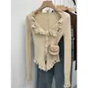 Suéter de Punto con Cuello en V y Borlas, Cardigan Básico Único, Dulce y Sexy Adelgazante para Mujer