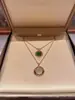 Nuevo Collar Redondo de Moneda de Gama Alta con Nácar de Doble Cara, Moneda Gruesa de Cobre Chapada en Oro de 18K, Incrustación Completa de Diamantes CNC, Cadena Versátil para Clavícula de Lujo Ligero