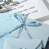 Conjunto de Papel de Carta e Envelope com Estampagem a Quente Rosa Azul Carta de Amor Dia dos Namorados Flor Rosa Metálica Fecho de Coração Envelope Perolado
