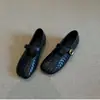 Zapatos Planos Tejidos a Mano con Patrón Retro para Mujer, Nuevo Estilo Otoño 2026, Piel Suave, Suela Suave, Zapatos Mary Jane Franceses con Correa y Hebilla