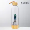 Columna de Cristal Donghai Columna de Energía Taza Prisma Hexagonal de Cristal Tapa de Bambú Taza de Té de Vidrio Taza de Agua Deportiva con Correa Botella de Agua