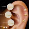 Pendientes Minimalistas de Acero Inoxidable Chapado en Oro de 18K Transfronterizos Europeos y Americanos de Estrella, Luna y Sol, Pendientes de Traje, Pendientes de Amazon