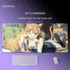 Alfombrilla de ratón de anime de chica bidimensional, grande, engrosada, con borde antideslizante y bloqueo de borde, protección de muñeca para juegos de ordenador, alfombrilla para teclado, alfombrilla de escritorio