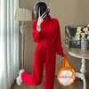 2026 Otoño/Invierno Nuevo Estilo Reductor de Edad Elegante Moda Casual con Terciopelo Completo Año del Zodiaco Sudadera Conjunto Completo Pantalones Mujer