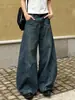 Jeans holgados de estilo callejero americano lavados para hombre y mujer, marca de moda, sensación de alta calidad, casual holgado, pantalones anchos curvos relajados