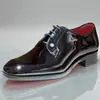 Zapatos de Hombre con Suela Roja, Zapatos Formales de Charol Estilo Británico, Zapatos de Boda con Cordones Puntiagudos para Negocios, Zapatos de Hombre, Nuevos Zapatos de Charol de Moda