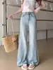 Jeans acampanados de cintura alta para mujer, talla grande, pantalones de pierna ancha, corte holgado, adelgazantes, adecuados para personas altas, pantalones de campana no ajustados