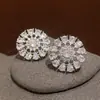 Pendientes de botón redondos de circón elegantes estilo francés, Pendientes minimalistas huecos simples y de moda, Pendientes versátiles de lujo ligero de alta gama