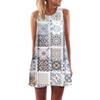 Estação Europeia Transfronteiriça Novo Estampado Gola Redonda Verão Estilo Retrô Digital 3D Ombro Longo Colete Vestido