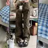 Jeans de pierna ancha con estampado de leopardo estilo americano para mujer, tiro alto retro, corte holgado, adelgazantes, versátiles, pantalones casuales de pierna recta