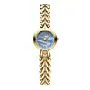 Reloj Goldie Fresh Blue de Perla Madre Redondo Pequeño con Cadena de Metal Nicho Suave para Viajes Diarios Resistente al Agua de Cuarzo para Mujer