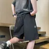 Pantalones Cortos Deportivos Azul Marino para Hombre, Estilo Delgado de Verano, Pantalones Casuales Americanos de Moda de Longitud Media, Holgados Rectos de Secado Rápido de 5 Puntos