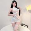 Lingerie Sexy, Garota Sexy e Quente Peça Única de Malha com Recortes Pijama Alcinhas, Não Precisa Tirar, Uniforme Camisola Transparente que Revela o Bumbum, Transfronteiriço