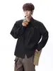 Camisa Larga de Manga Larga con Solapa de Diseño Plisado con Remaches Estilo Americano para Hombre, Nueva Marca de Moda Primavera Camisa Chaqueta Holgada Versátil