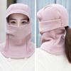 Chapéu quente para carro elétrico feminino de inverno para ciclismo com forro de fleece espessado novo à prova de vento chapéu pullover cachecol quente chapéu integrado