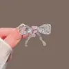 Pinza para el Cabello Miu Estilo Coreano con Lazo de Pedrería Pinza para Flequillo de Metal Líquido Pinza de Pico de Pato Pinza Lateral para Chicas Dulces Pasador