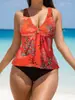 Traje de Banho Novo Cruzado Europeu e Americano Feminino Conservador Cobertura da Barriga Cintura Alta Calcinha Maiô Dividido Roupa de Banho Casual Amazon