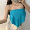 Camiseta sin tirantes irregular Spice Girl para mujer, estilo Hong Kong de verano, elegante, ajustada, de punto corto con parte superior color caramelo