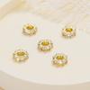 Relleno de Oro de 18K Color Duradero Micro-Pavimentado Circonita Agujero Grande Separador Cuentas Sueltas DIY Pulsera Hecha a Mano Collar Joyería con Cuentas Accesorios