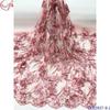 Tela de encaje bordado con flores tridimensionales 3D para vestidos de noche elegantes de boda cl62937