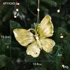 Decoraciones de Navidad, adornos dorados para árbol de Navidad, copos de nieve creativos, zapatos de cristal, colgantes de renos, accesorios galvanizados, colgantes