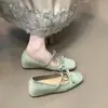 Zapatos de Mujer Mary Jane que Aumentan la Altura, Otoño 2026, Zapatos Planos Versátiles de Punta Cuadrada Suave y Tacón Bajo para Mujer con Doble Moño