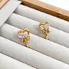 Pendientes de Estilo Nuevo para Mujer, Diseño Simple Coreano Ins, Pendientes de Corazón de Lava Incrustados con Circonita, Pendientes para Mujer