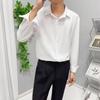 Camisa negra de manga larga para hombre, estilo Hong Kong, estilo japonés, para primavera y otoño, camisa informal de negocios de color sólido de alta calidad.
