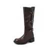 Botas Altas hasta la Rodilla Ultralargas para Mujer Tallas Grandes, Nuevas Botas de Montar de Tacón Alto con Hebilla de Correa Ajustable, Botas Largas de Cuero Empalmado