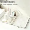 BNBS Bandeja de drenagem para lavatório de banheiro Caixa organizadora de bancada de plástico Copo para escova de dentes Bandeja de drenagem para sabonete